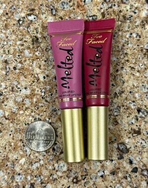 Too Faced Melted 2pk Lipstick Fig & Melted Berry 0.16 oz NEW